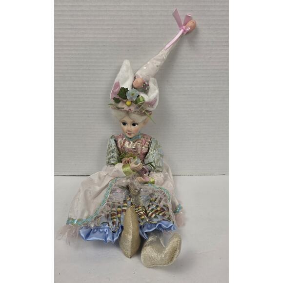 Cynthia Rowley 18" Spring Easter Elf Shelf-Sitter Doll Green Multicolor - Picture 1 of 4